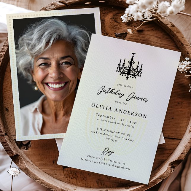 Invitation Elegant Chandelier & Photo Birthday Celebration (Créateur téléchargé)