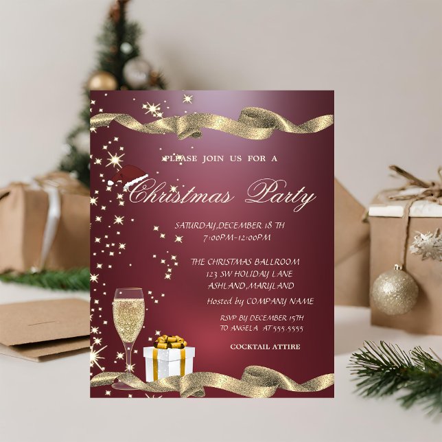 Invitation Élégant, Chapeau de Père Noël, Verre, Noël d'entre (Créateur téléchargé)