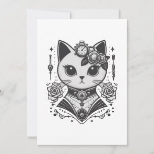 Invitation Élégant chat victorien Steampunk