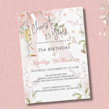 Elegant Cheers pour 25 Ans Ruban Rose Floral 