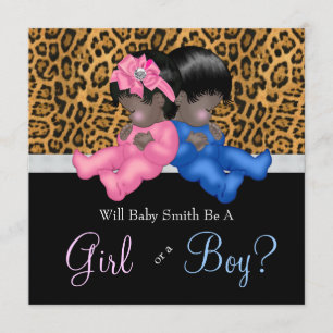 Invitation Elégant Cheetah Baby Genre Reveal Douche