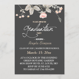 Invitation Elégant chic aquarelle Floral Graduation CARD