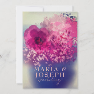 Invitation Élégant Chic Bourgogne Rose Floral Vase Mariage