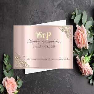 Invitation Élégant Chic Cadre Or Rose RSVP