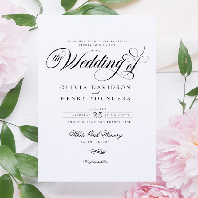 Invitation Élégant Chic Calligraphy Script Mariage (Créateur téléchargé)