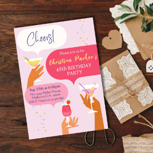Invitation Elégant Chic Cocktail boisson thème 65e anniversai