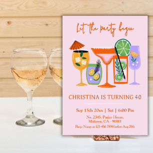 Invitation Elégant Chic cocktail tropical boisson 40e anniver