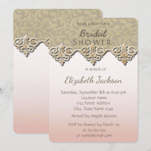 Invitation Élégant Chic Damassé Baby Shower de Mariée