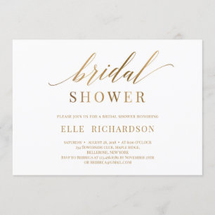 Invitation Elégant chic faux or calygraphie bridal douche