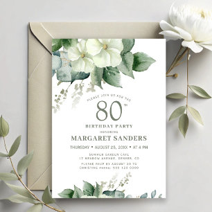 Invitation Elégant chic féminin floral 80e anniversaire