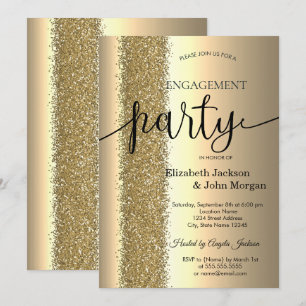 Invitation Elegant Chic Gold Parties scintillant Fiançailles 