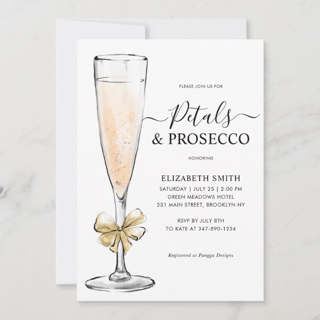 Invitation Élégant Chic Gold Petals Fête des mariées de pours (Devant)