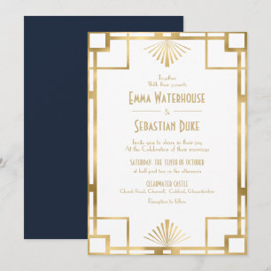 Invitation Élégant chic Great Gatsby Art Déco Mariage Invita