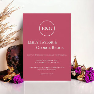Invitation Élégant Chic Magenta Monogramme Mariage classique