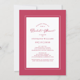Invitation Élégant Chic Magenta Red Mariage Fête des mariées