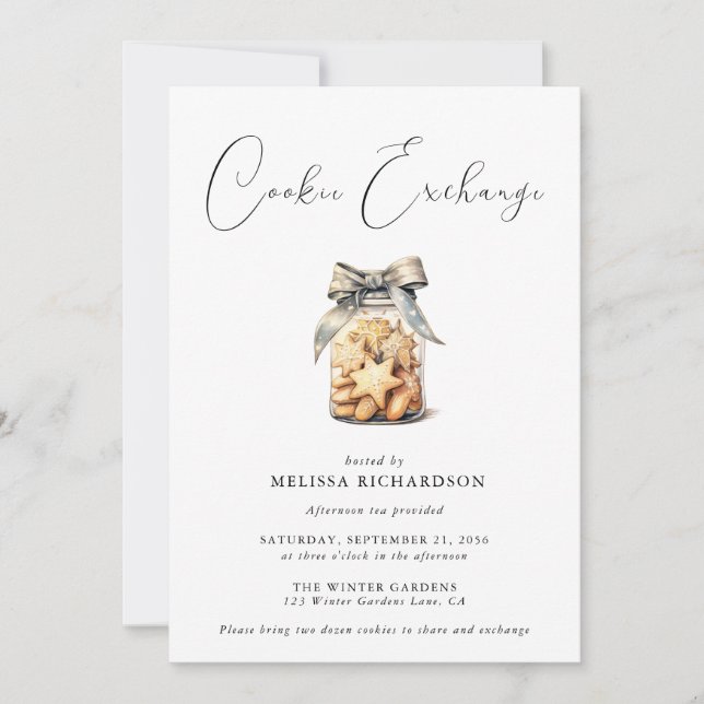 Invitation Élégant Chic Modern Cookie Exchange (Devant)