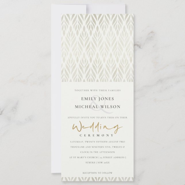 INVITATION ÉLÉGANT CHIC MODERNE ART DÉCO MARIAGE EN ARGENT BL (Devant)