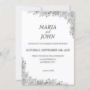 Invitation Élégant chic moderne classique noir et blanc