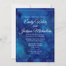 Élégant Chic Moderne Mariage Aquarelle Bleu Marine