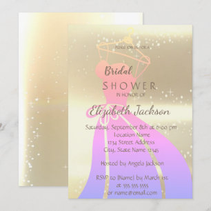 Invitation Élégant Chic Or, Robe de mariée Enterrement de v