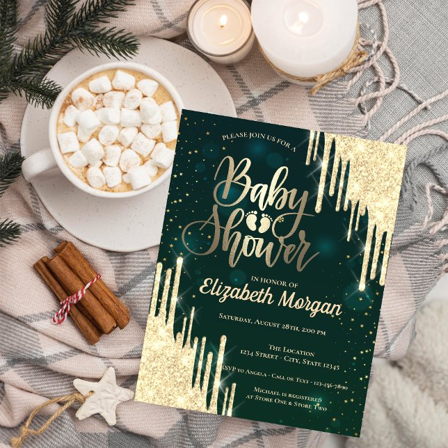 Invitation Elégant Chic Parties scintillant Drives Baby showe (Créateur téléchargé)