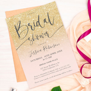 Invitation Elegant chic parties scintillant or script douche
