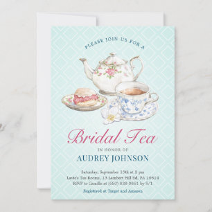 Invitation Elégant Chic Pastel Fête des mariées Thé Floral