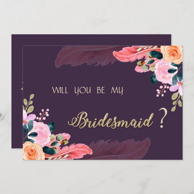 Invitation Élégant Chic Purple Roses (Devant / Derrière)