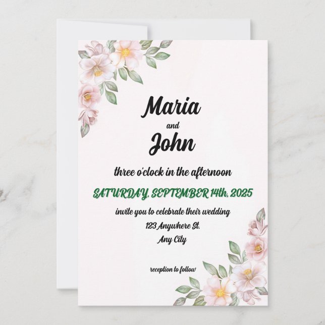 Invitation Élégant Chic Romantic Minimaliste Classic Rose Inv (Devant)