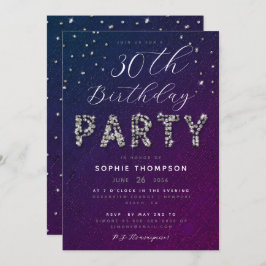 Invitation Élégant Chic Sparkle Parties scintillant violet fê