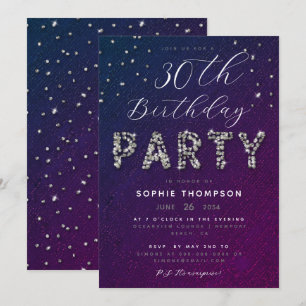 Invitation Élégant Chic Sparkle Parties scintillant violet fê