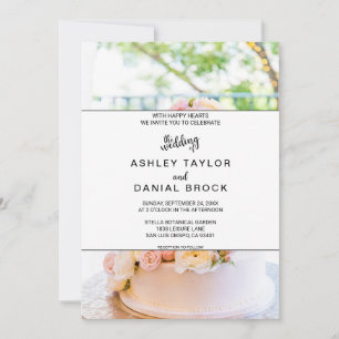 Invitation Élégant chic tarte blanc roses Mariage floral Invi