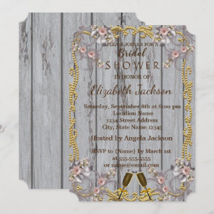 Invitation Élégant Chic Texture Bois Baby Shower de Mariée