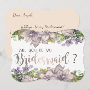 Invitation Elégant Chic Watercolor Flowers Bridesmaid Card