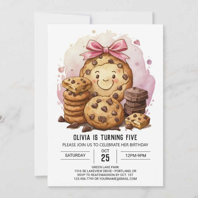 Invitation Élégant chocolat Chic Cookies Anniversaire (Devant)