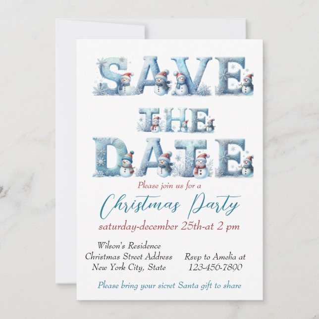 Invitation Elegant Christmas Watercolor Botanical (Devant)