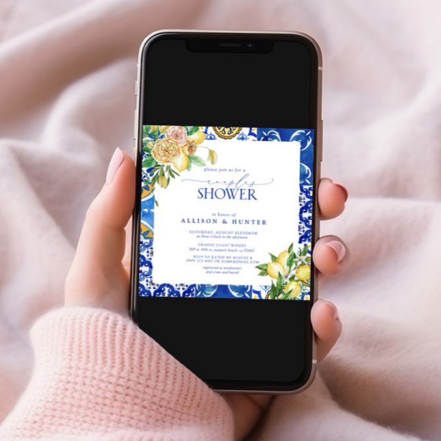 Invitation Elégant Citron Méditerranéen Floral Couples Douche (Créateur téléchargé)