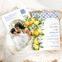 Élégant citron méditerranéen Qr Code Mariage photo