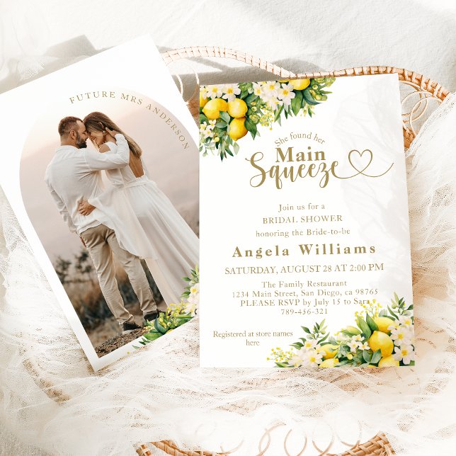 Invitation Élégant citron moderne Fête des mariées photo été (Créateur téléchargé)