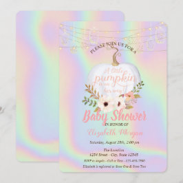 Invitation Élégant Citrouille, Baby shower holographique flor