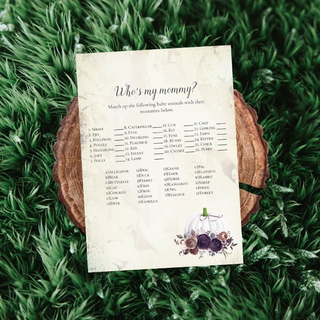 Invitation Élégant Citrouille blanc qui est ma maman jeu (Créateur téléchargé)