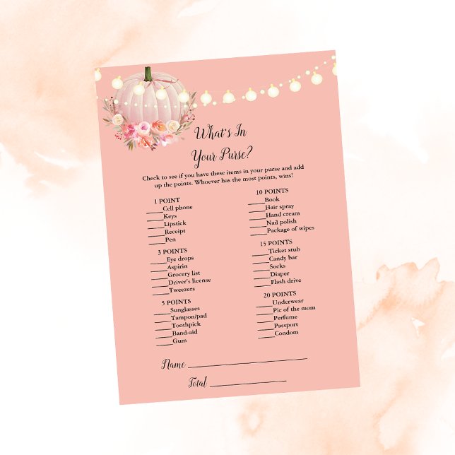 Invitation Élégant Citrouille ce qui est dans votre sac de do (Créateur téléchargé)