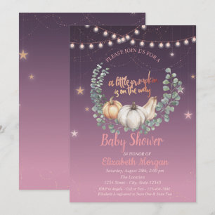 Invitation Élégant Citrouille, Floral, Baby shower d'éclairag