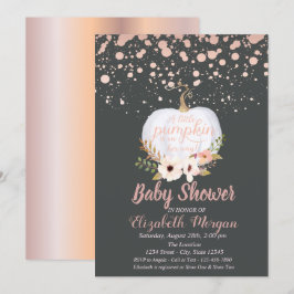 Invitation Elégant Citrouille, Floral, Rose Baby shower or