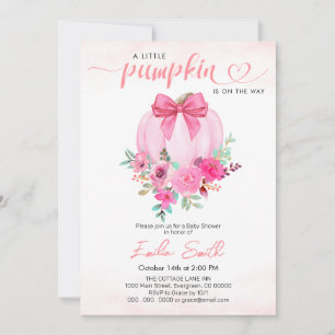 Invitation Élégant Citrouille rose  Baby shower fille
