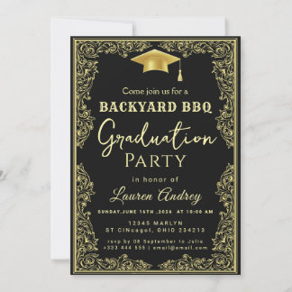 Invitation Elegant Class of 2027 Grad Party Invite with Gold 