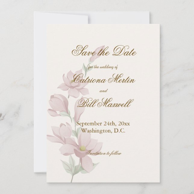 Invitation Elegant Classic Florals Save The Date Card (Devant)