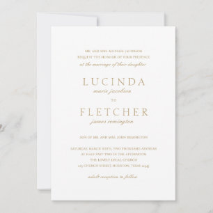 Invitation Élégant Classic Gold Formal tout en un Mariage