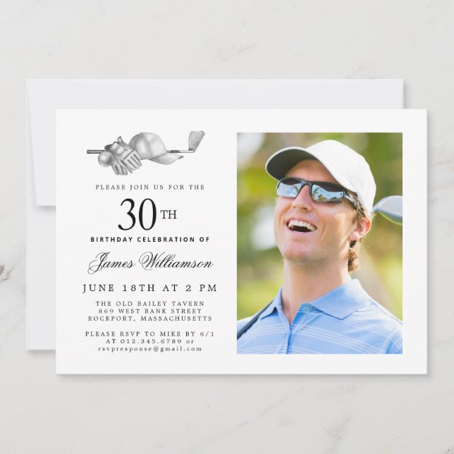 Invitation Elégant Classic Golf 30th Birthday Party Photo (Devant)