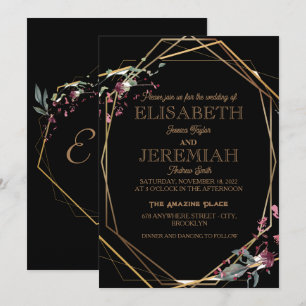 Invitation élégant Classic luxueux mariage noir